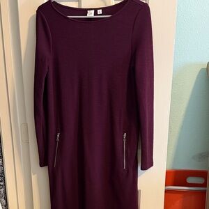 GAP Rich Purple Long Sleeve Knit Dress